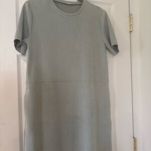 Zara Short-Sleeve Shift Dress in Sage Green